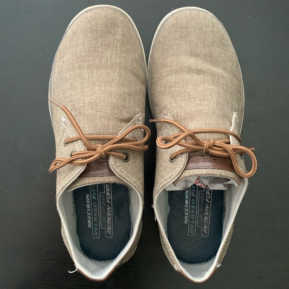 Light brown man Skechers shoes